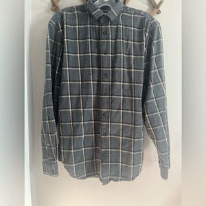 Frank and Oak flannel button up grey and yellow warm and cottage vibes mens L